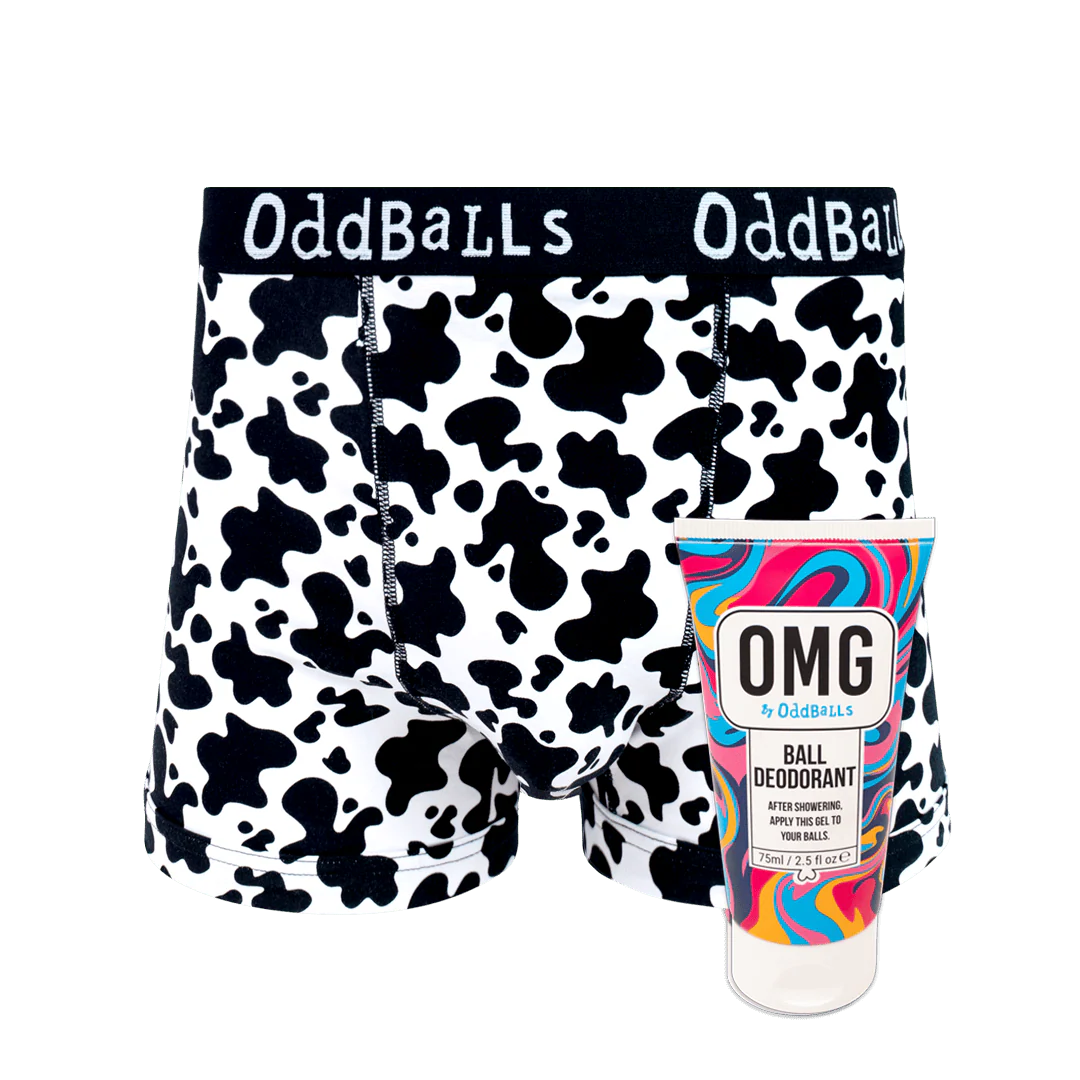 Fat Cow - Mens Boxer Shorts & Ball Deodorant Bundle